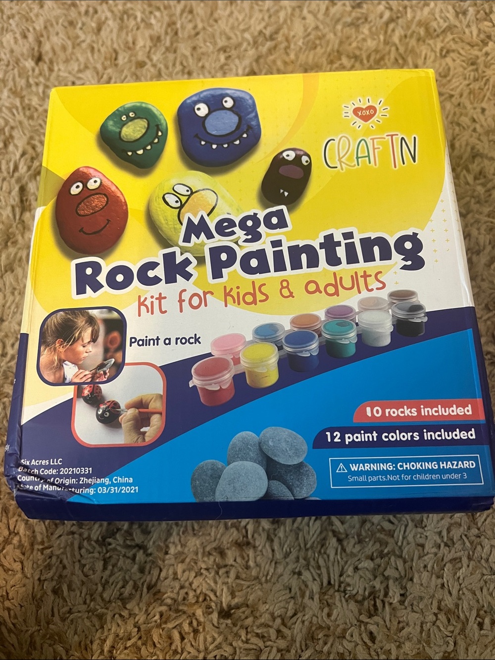 Craft Mega Rock Painting Kit - Yellow Box with Blue & Red Accents